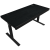 Dual-motor sit/stand adjustable-height gaming desk with wireless charger, RGB lighting, control panel, and USB ports, PB melamine surface tabletop, black.