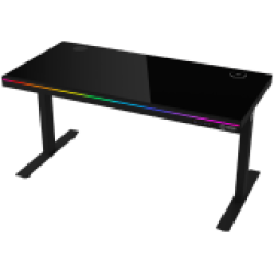 LORGAR Electric Gaming Desk DP80G Dual Motor RGB Glass Black