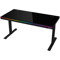 LORGAR Electric Gaming Desk DP80G Dual Motor RGB Glass Black