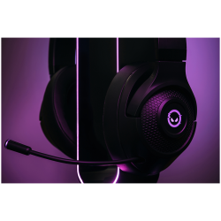 Lorgar Noah 501, gaming bluetooth headset with microphone, BT 5.3 JL7006, battery 1000mAh, type-C charging cable 0.8m, audio cable 1.5m, size:195*185*80mm, 0.28kg. Black