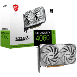 MSI Video Card Nvidia GeForce RTX 4060 VENTUS 2X WHITE 8G, 8GB GDDR6, 128bit, Boost: 2475 MHz, 3072 CUDA Cores, PCIe 4.0, 3x DP 1.4a, HDMI 2.1a, RAY TRACING, Dual Fan, 1x 8pin, 550W Recommended PSU, 3Y                          