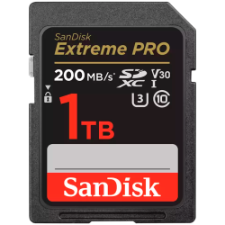 SANDISK Extreme PRO 1TB SDXC Memory Card + 2 years RescuePRO Deluxe up to 200MB/s & 140MB/s Read/Write speeds, UHS-I, Class 10, U3, V30