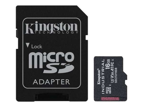 KINGSTON 16GB microSDHC Industrial C10 A1 pSLC Card + SD Adapter KINGSTON 16GB microSDHC Industrial C10 A1 pSLC Card + SD Adapter