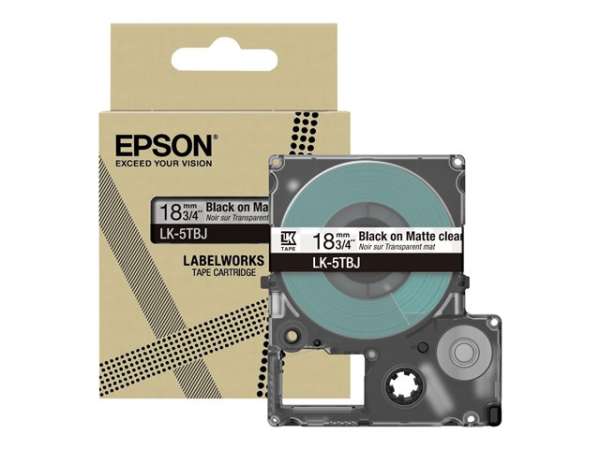 EPSON Matte Tape Clear/Black 18mm 8m LK-5TBJ EPSON Matte Tape Clear/Black 18mm 8m LK-5TBJ
