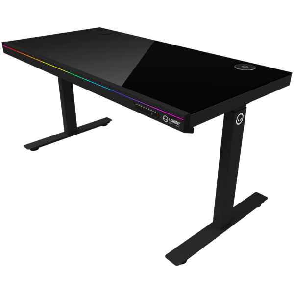 LORGAR Electric Gaming Desk DP80G Dual Motor RGB Glass Black
