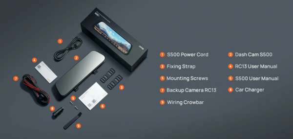 70mai комплект огледало и камера за задно виждане видеорегистратор Rearview Dash Cam 3K HDR Set - S500