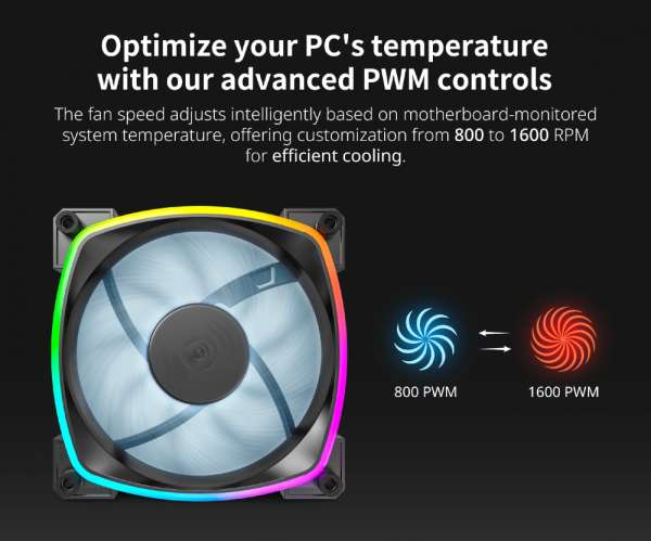 Montech вентилатор AX120 PWM, Fan 120mm, ARGB, Black