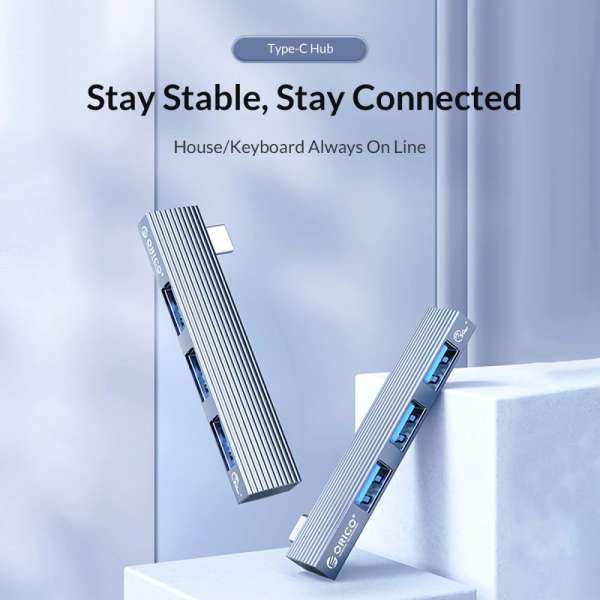 Orico хъб USB3.0/2.0 HUB 3 port TYPE C, Aluminum - AH-W13-GY Orico хъб USB3.0/2.0 HUB 3 port TYPE C, Aluminum - AH-W13-GY