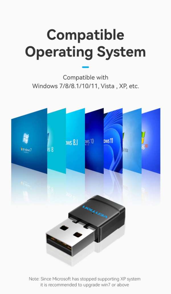 Vention безжичен адаптер WiFi USB adapter, Black - KDRB0 Vention безжичен адаптер WiFi USB adapter, Black - KDRB0