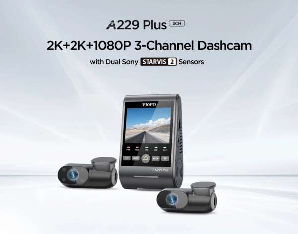 VIOFO Видеорегистратор Dash Cam A229 Plus 3 Channel - 2K, HDR, Sony STARVIS 2, GPS VIOFO Видеорегистратор Dash Cam A229 Plus 3 Channel - 2K, HDR, Sony STARVIS 2, GPS