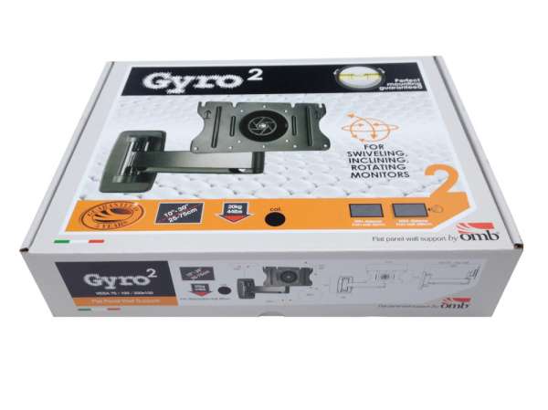 Стойка за стена OMB GYRO 2, 10"- 32", Max 20kg, Min VESA 75, Max VESA 200x100, Distance from wall - from 50mm to 290mm, 90° left/right turn, 90° rotation left/right, 10° down/ 10° up tilt, 360° rotation, Easy Hanging System, Aligning System, Easy Tilt, Черна, product code: 06171