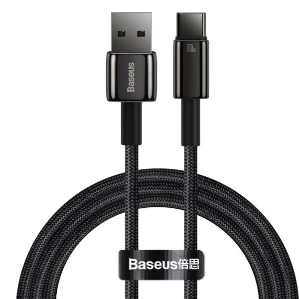 Кабел Baseus Tungsten Gold 100W USB-A към USB-C 2м CAWJ000101 - черен Кабел Baseus Tungsten Gold 100W USB-A към USB-C 2м CAWJ000101 - черен