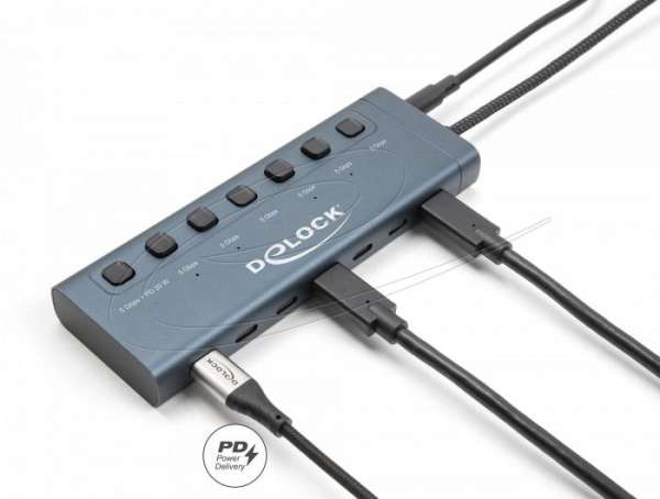 Delock USB Хъб, 7 x USB Type-C, 5 Gbps, 6 x Data USB-C, 1 x PD 20W Delock USB Хъб, 7 x USB Type-C, 5 Gbps, 6 x Data USB-C, 1 x PD 20W