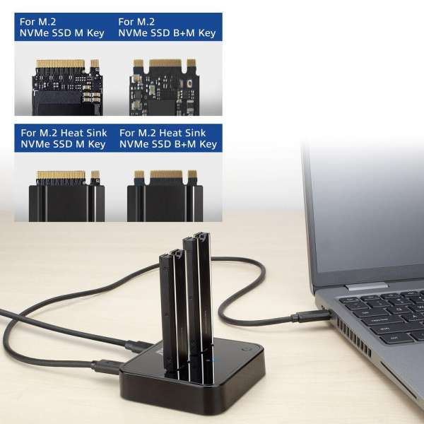 Двойна SSD докинг станция, ACT M.2 NVMe/PCIe за клониране, USB-C 3.2 Gen2, 10 Gbps Двойна SSD докинг станция, ACT M.2 NVMe/PCIe за клониране, USB-C 3.2 Gen2, 10 Gbps