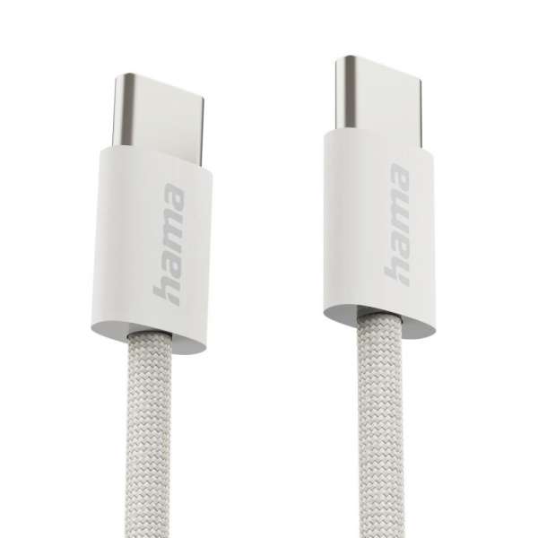 HAMA Кабел за зареждане "Fabric", USB-C - USB-C, 1 m, Nylon, сив HAMA Кабел за зареждане "Fabric", USB-C - USB-C, 1 m, Nylon, сив