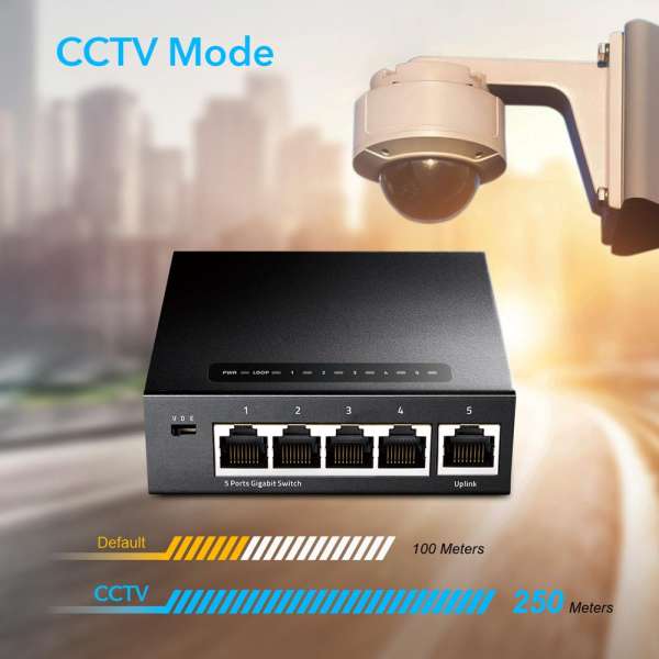 Суич Cudy GS105, 5 портов, 10/100/1000, Auto-MDI/MDIX Суич Cudy GS105, 5 портов, 10/100/1000, Auto-MDI/MDIX
