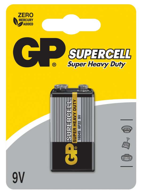 Цинк карбонова батерия GP 6F22 /9V/ Supercell 1604E 1 бр. shrink Цинк карбонова батерия GP 6F22 /9V/ Supercell 1604E 1 бр. shrink