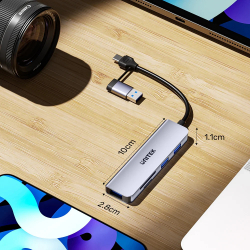 Unitek хъб HUB USB-C/USB-A 3 port uHUB P5+ - USB3.0 x 3, Card reader, Aluminium - H1320AGY01                          