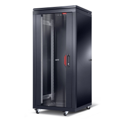 Formrack 19" Free standing rack 26U 600/600mm, height: 1384 mm, loading capacity: 600 kg, front tempered glass door, openable locking sides and back (does not include castor/feet group)                          
