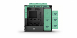 Arctic кутия Case E-ATX - Xtender VG (Black) - PCIe Gen 4 riser included, 5 A-RGB Fans included