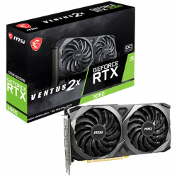MSI Video Card Nvidia GeForce RTX 3060 VENTUS 2X 12G OC, 12GB GDDR6, 192-bit, 360 GB/s, 15 Gbps Effective Memory Clock, 1807 MHz Boost, 3584 CUDA Cores, PCIe 4.0, 3x DisplayPort 1.4a, HDMI 2.1, RAY TRACING, Dual Fan, 550W Recommended PSU, Metal Backplate, 3Y                          