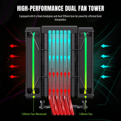 Gamemax охладител CPU Cooler Sigma 620 LCD Black - Addressable RGB