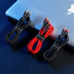 Кабел Baseus Cafule USB-C PD /USB-C PD PD2.0 60W 20V 3A QC3.0 2м CATKLF-HG1 - черен/сиво