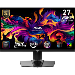 Монитор MSI MAG 271QP QD-OLED X28 Gaming, 26.5", 0.03ms, 280Hz, 2560x1440, G-SYNC, AMD FreeSync Premium Pro, AI Vision, Console Mode, ClearMR 15000, HDR True Black 400, Type-C(15W PD), DP(1.4a), 2xHDMI(2.1), Pivot, Heigh Adj., VESA 100, Black, 8.2kg                          