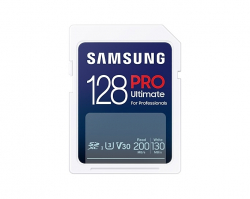 Samsung 128GB SD Card PRO Ultimate with USB Reader, U3, V30 , Read 200MB/s - Write 130MB/s                          