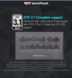 Darkflash захранване PSU ATX 3.1 1050W Gold, Full Modular, PCIe 5.1 - PMT1050 A3