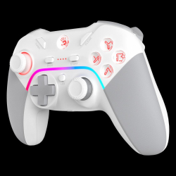 Геймърски контролер A4tech Bloody GPW70, Жичен и безжичен, RGB, Бял                          