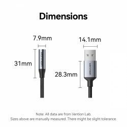 Vention външна звукова карта USB Sound card 1-Port 0.25M Gray - CVFHC