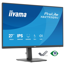 Монитор IIYAMA XB2793QSU-B1, 27 inch, IPS panel, AG, QHD 2560x1440, 350cd/m2, 1000:1, 75Hz, 1ms, Adaptive Sync, Flicker free, i-Style colour, HDMI, DP, 2x USB, Audio out, Speakers, HAS, Swivel, Tilt, Pivot, VESA 100, Black