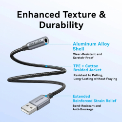 Vention външна звукова карта USB Sound card 1-Port 0.25M Gray - CVFHC