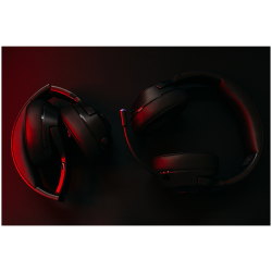 Lorgar Noah 501, gaming bluetooth headset with microphone, BT 5.3 JL7006, battery 1000mAh, type-C charging cable 0.8m, audio cable 1.5m, size:195*185*80mm, 0.28kg. Black