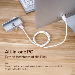 Orico хъб USB 3.0 HUB Clip Type 2 port, SD card reader - aux Micro-USB power input, Aluminum - MH2AC-U3-SV                          