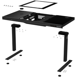 LORGAR Electric Gaming Desk DE90G Dual Motor PC Case Glass Black