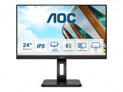 Монитор AOC Q24P2Q, 23.8" IPS WLED, 2560x1440@@75Hz, 4ms GtG, 250cd m/2, 1000:1, DCR 50M:1, FlickerFree, Low Blue Light, 2Wx2, Tilt, Height Adjust, Pivot, Swivel, D-SUB, HDMI, DP, USB hub