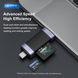 Orico четец за карти Card Reader USB Type C/A Black - CD2D-AC2-BK                          