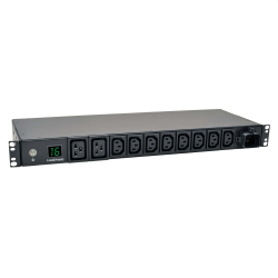 Tripp Lite by Eaton 3.7kW Single-Phase Local Metered PDU, 208/230V Outlets (8 C13, 2 C19) IEC-309 16A Blue, 8 ft. (2.43 m) Cord, 1U Rack-Mount, TAA                          