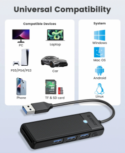 Orico хъб USB3.0 HUB White - 3 x USB3.0, SD, TF - PAPW3AT-U3-015-WH