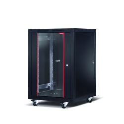 Formrack 19" Free standing rack 16U 600/1000mm, height: 940 mm, loading capacity: 600 kg, front tempered glass door, openable locking sides and back (does not include castor/feet group)                          