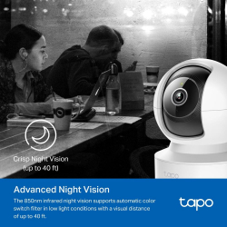 Домашна охранителна WiFi камера TP-Link Tapo C232, 3K 5Mp  с AI, Pan/Tilt, LAN, WiFi,SDmicro, нощно виждане