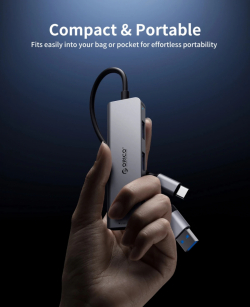 Orico хъб HUB USB-C/A 4 port - USB3.0 x 1, SD/TF x 2, USB2.0 x 2, USB-C x 2, Aluminium - YSA6-U3-GY