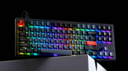 Геймърска Механична клавиатура Keychron V3 TKL Knob QMK Frosted Black Translucent, Keychron K Pro Blue Switch, RGB Backlight