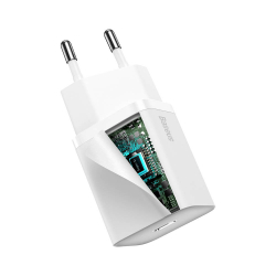 Зарядно устройство Baseus Super Si QC USB-C, 20W, бяло CCSUP-B02
