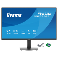 Монитор IIYAMA XB2793QSU-B1, 27 inch, IPS panel, AG, QHD 2560x1440, 350cd/m2, 1000:1, 75Hz, 1ms, Adaptive Sync, Flicker free, i-Style colour, HDMI, DP, 2x USB, Audio out, Speakers, HAS, Swivel, Tilt, Pivot, VESA 100, Black