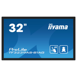 Дисплей IIYAMA TF3239AS-B1AG, 31.5" Open-Frame, IPS panel, AG, FHD 1920x1080, 500cd/m2, 1200:1, 8ms, bonded PCAP, Android 11 OS, A73*4+A53*4, 4GB, 32GB, 24/7, 2x HDMI, DP, RS232, LAN, 2x USB, Speakers, IP65 front, Portrait, Face Up, VESA 200, Black
