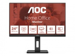 Монитор AOC 24E3QAF, 23.8" IPS WLED, 1920x1080@@75Hz, 4ms GtG, 300cd m/2, 1000:1, 20M:1 DCR, Adaptive Sync, FlickerFree, Low Blue Light, 2Wx2, Tilt, Height Adjust, Pivot, Swivel, D-SUB, HDMI, DP