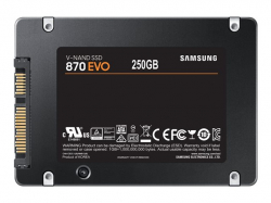 Samsung SSD 870 EVO 250GB Int. 2.5" SATA, V-NAND 3bit MLC, Read up to 560MB/s, Write up to 530MB/s, MKX Controller, Cache Memory 512MB DDR4